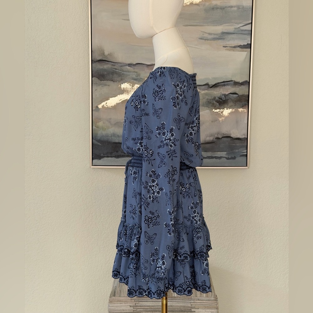 Epic Threads Girls Boho Blue Floral Long Sleeve Dress - Picture 2 of 14